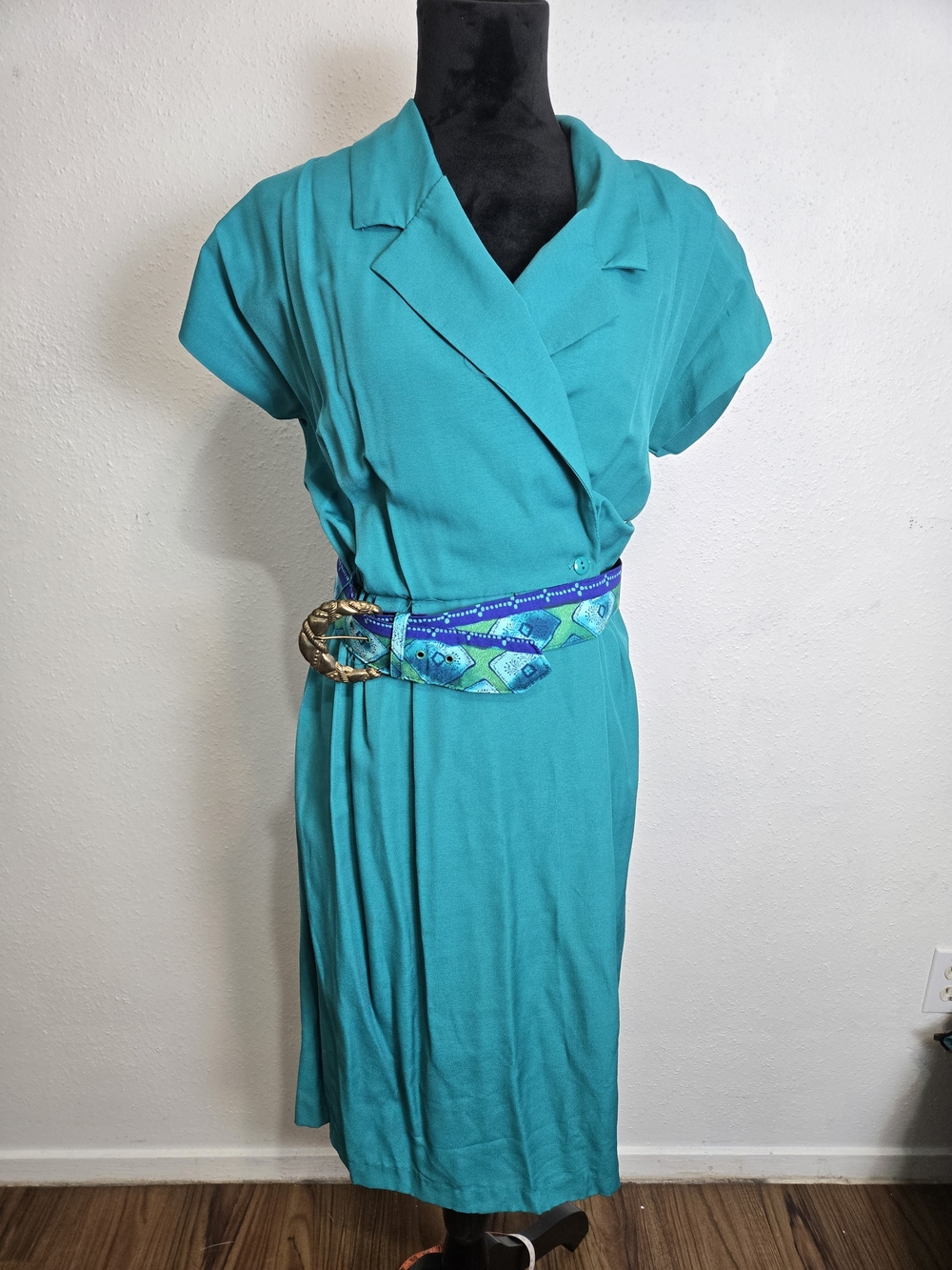 Teal Wrap-Style Women’s Dress Vintage Size 12